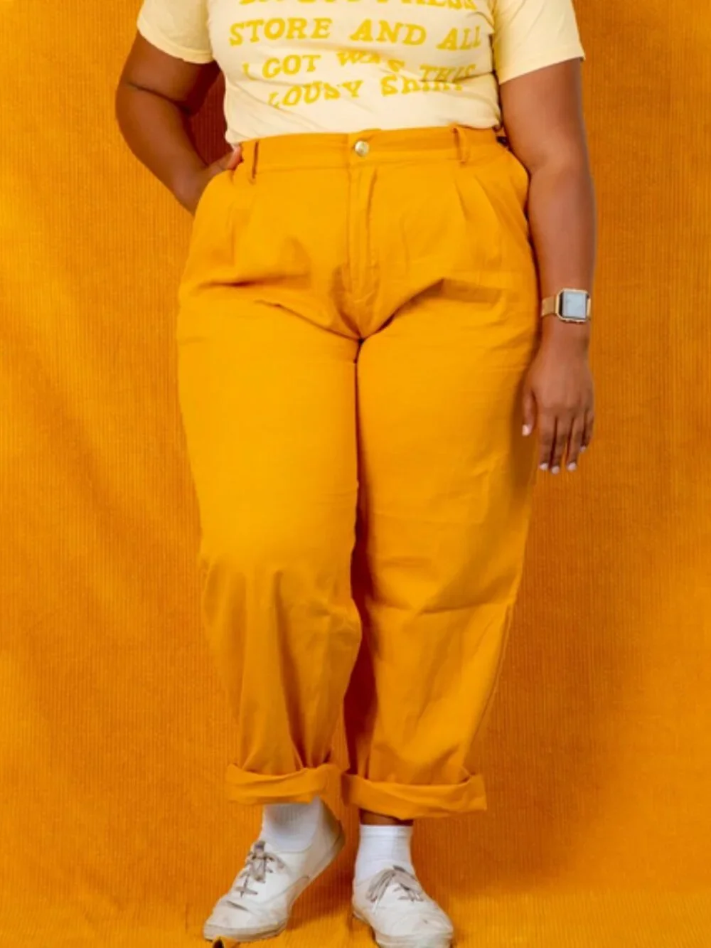 Big Bud Press Mustard Heavyweight Pleated Trousers Pants XL Cotton - Picture 10 of 10